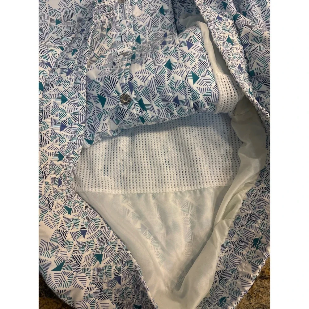 Vtg Langert Sports Wear Womens 2 Piece Set Geometric Windbreaker Jacket & Polo M